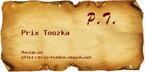 Prix Toszka névjegykártya